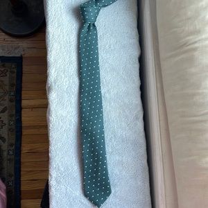 J. Crew tie, faded green with white polka dots